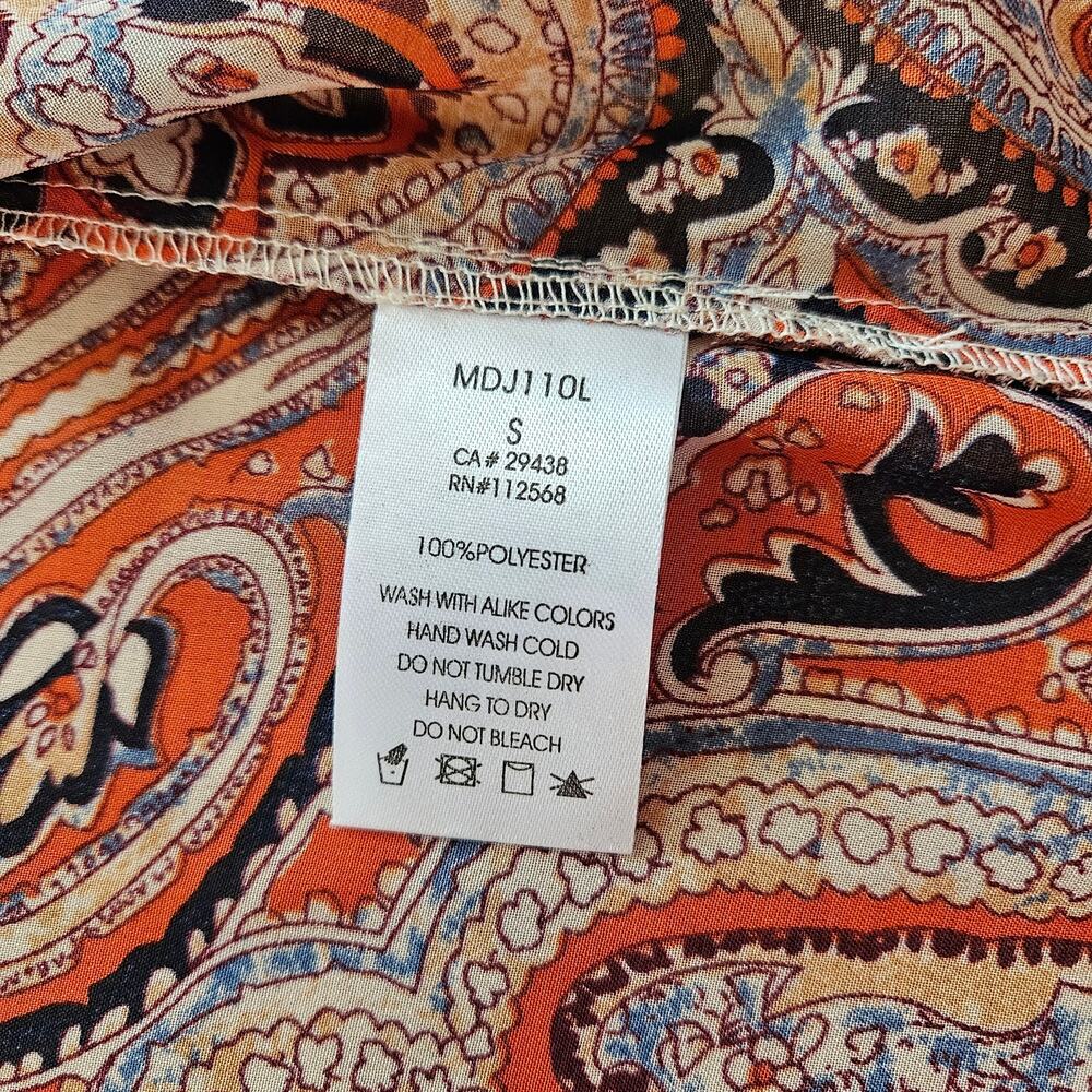Miss Me Boho Style Paisley Print Open Front Cardigan Fringe Hem Festival Small - Picture 10 of 14